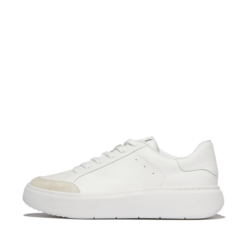 Fit Flop White Leather Trainer|E4R194