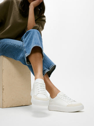 Fit Flop White Leather Trainer|E4R194