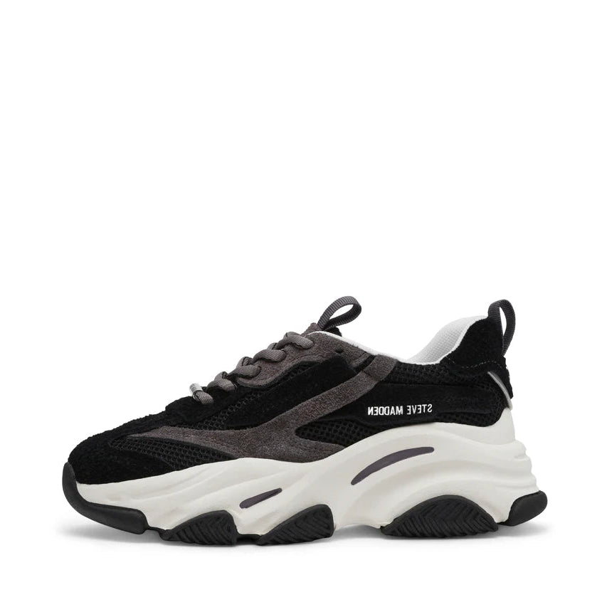 Steve Madden Black Smoke & White Platform Fashion Trainer|1004652BSO