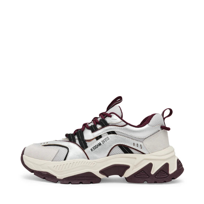Steve Madden Platform Wine & Silver Fashion Trainer|1004763692