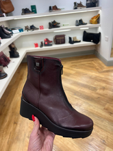 Load image into Gallery viewer, Jose Saenz Burgundy Wedge Ankle Boot
