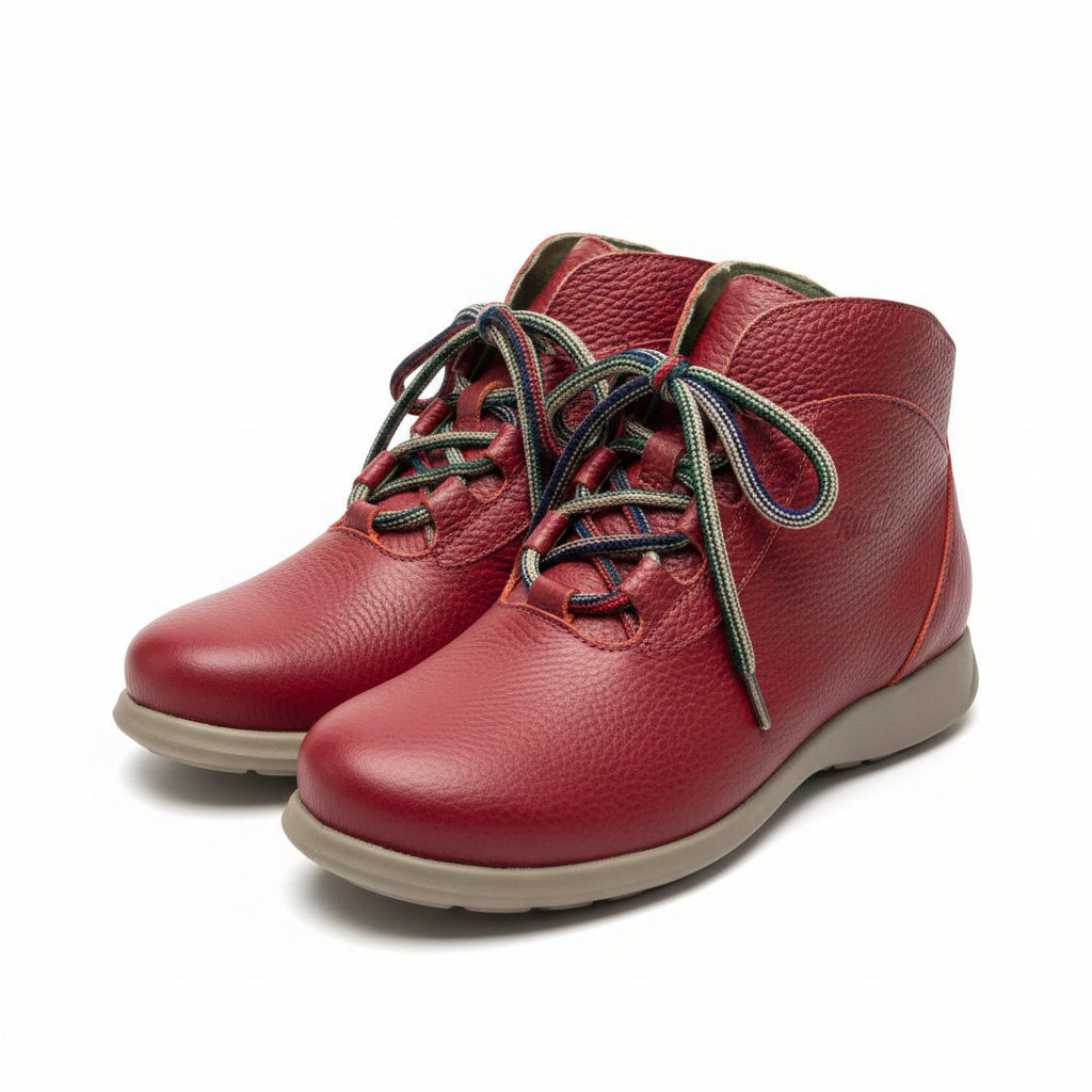 Jose Saenz Red Lace Up Ankle Boot