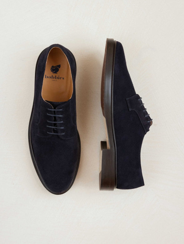Bobbies Derby Navy Suede Laced Shoe|TER03