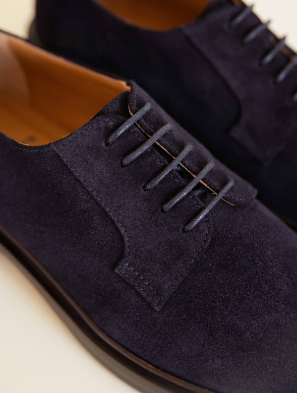Bobbies Derby Navy Suede Laced Shoe|TER03