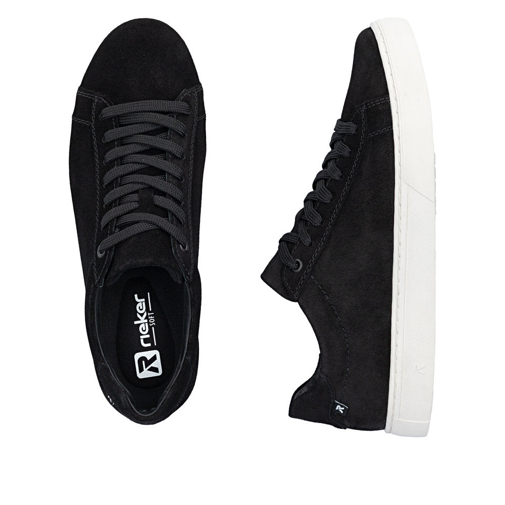 Rieker Wide Fit Black Trainer|U070100