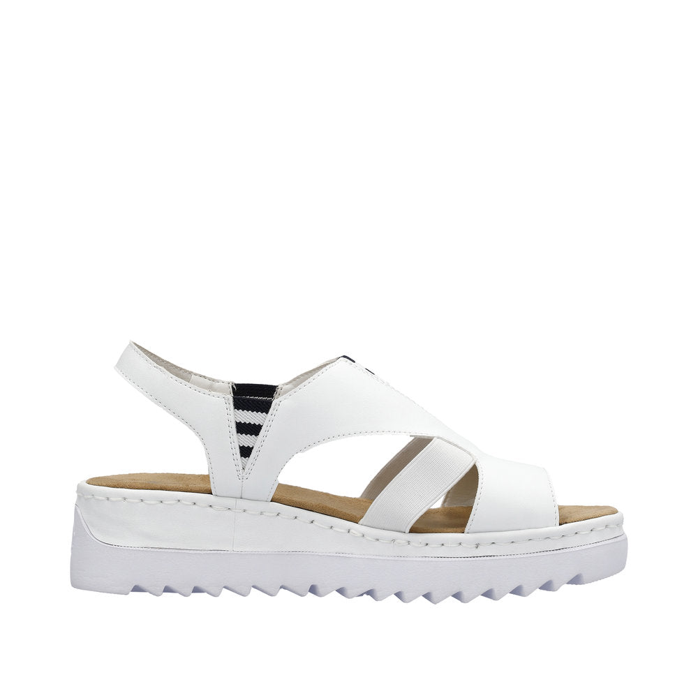 Rieker White Mini Wedge Strap Sandal|V44Y580WH
