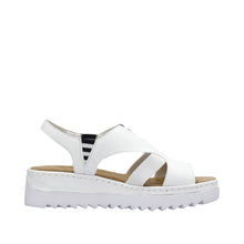 Load image into Gallery viewer, Rieker White Mini Wedge Strap Sandal|V44Y580WH
