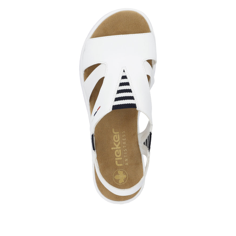Rieker White Mini Wedge Strap Sandal|V44Y580WH