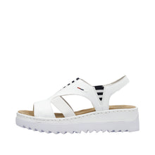 Load image into Gallery viewer, White sandal with a platform sole on a white background
