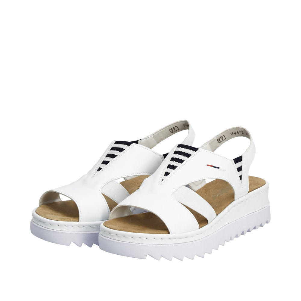 Rieker White Mini Wedge Strap Sandal|V44Y580WH