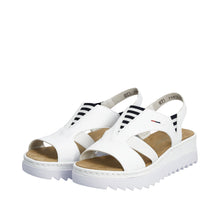 Load image into Gallery viewer, Rieker White Mini Wedge Strap Sandal|V44Y580WH
