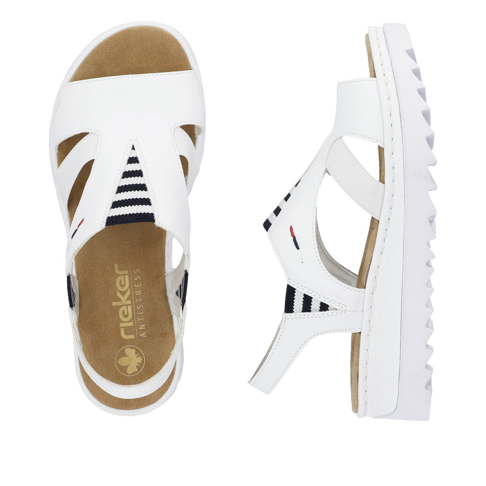 Rieker White Mini Wedge Strap Sandal|V44Y580WH