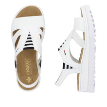 Load image into Gallery viewer, Rieker White Mini Wedge Strap Sandal|V44Y580WH
