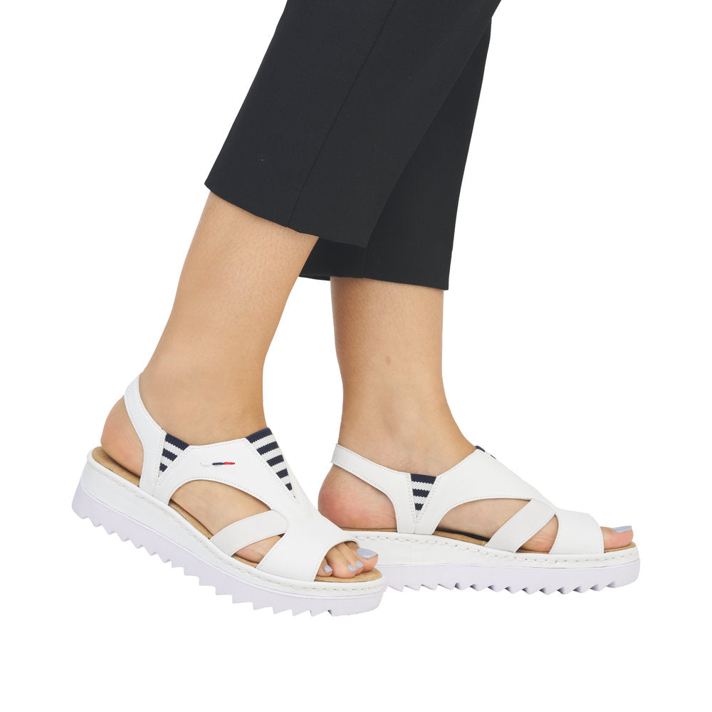 Rieker White Mini Wedge Strap Sandal|V44Y580WH
