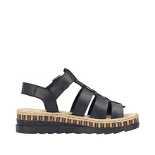 Load image into Gallery viewer, Rieker Black Strap Platform Sandal|V790400
