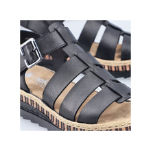 Load image into Gallery viewer, Rieker Black Strap Platform Sandal|V790400
