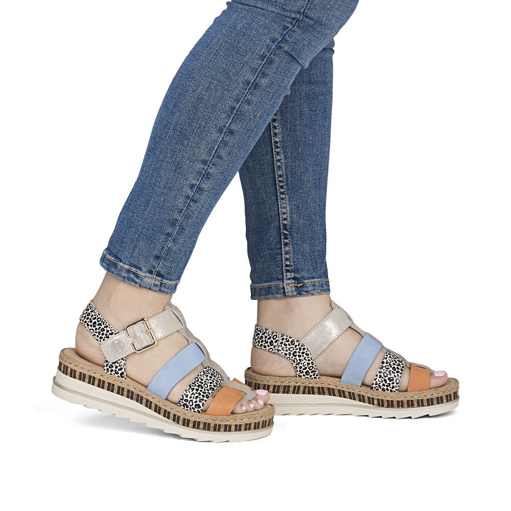 Rieker Multi Strap Mini Wedge Sandal|V790490