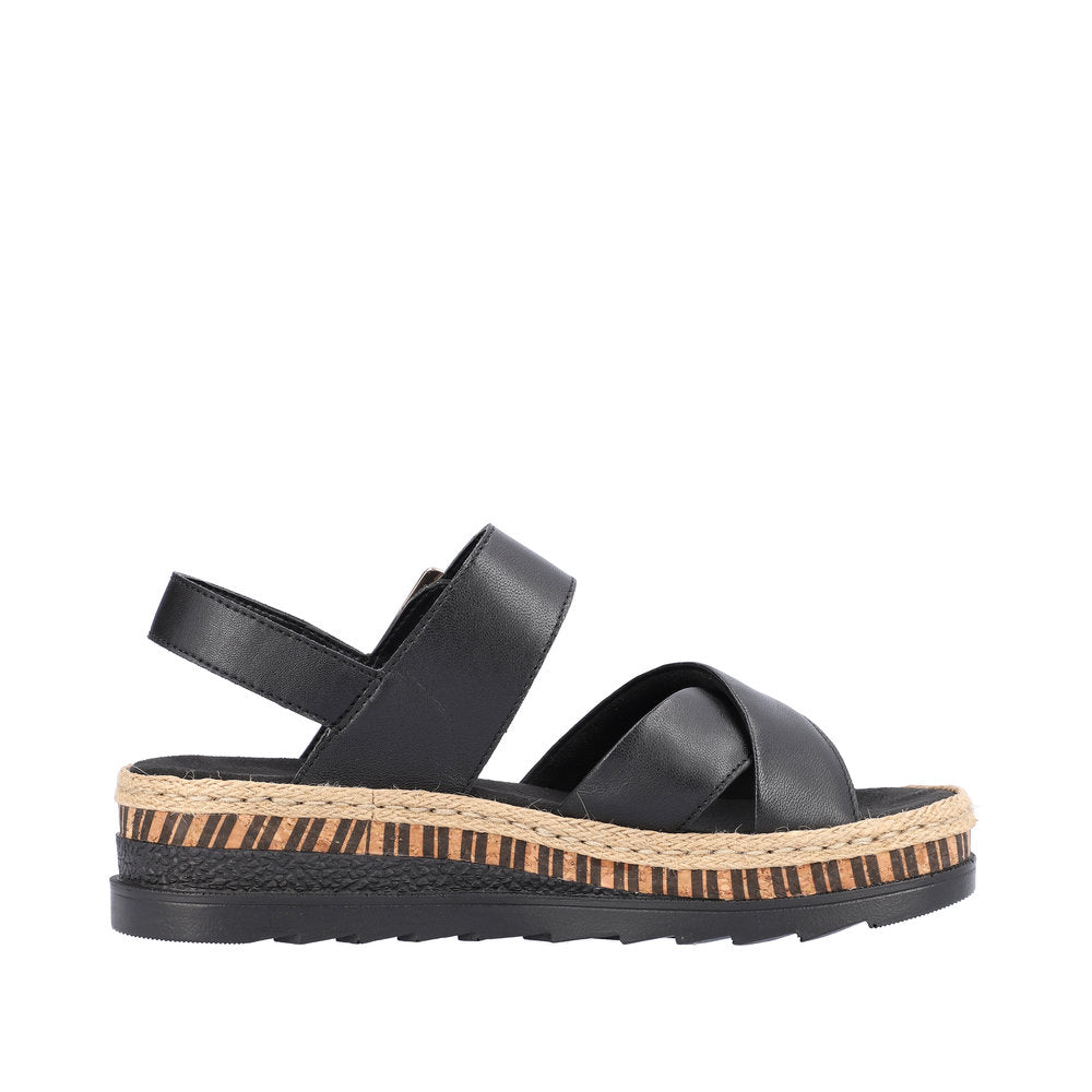 Rieker Black Wedge Sandal|V795100B
