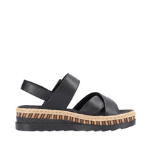Load image into Gallery viewer, Rieker Black Wedge Sandal|V795100B
