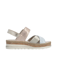 Load image into Gallery viewer, Rieker Metallic Strap Wedge Sandal|V795190
