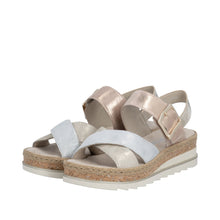 Load image into Gallery viewer, Rieker Metallic Strap Wedge Sandal|V795190
