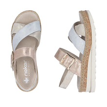 Load image into Gallery viewer, Rieker Metallic Strap Wedge Sandal|V795190
