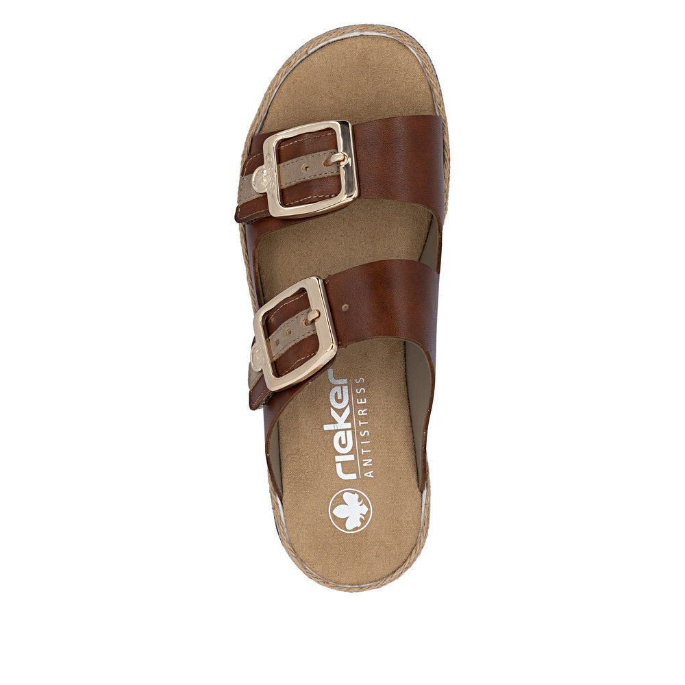 Rieker Brown Wedge Sandal|V795524BR