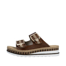 Load image into Gallery viewer, Brown sandal with two buckles on a white background
