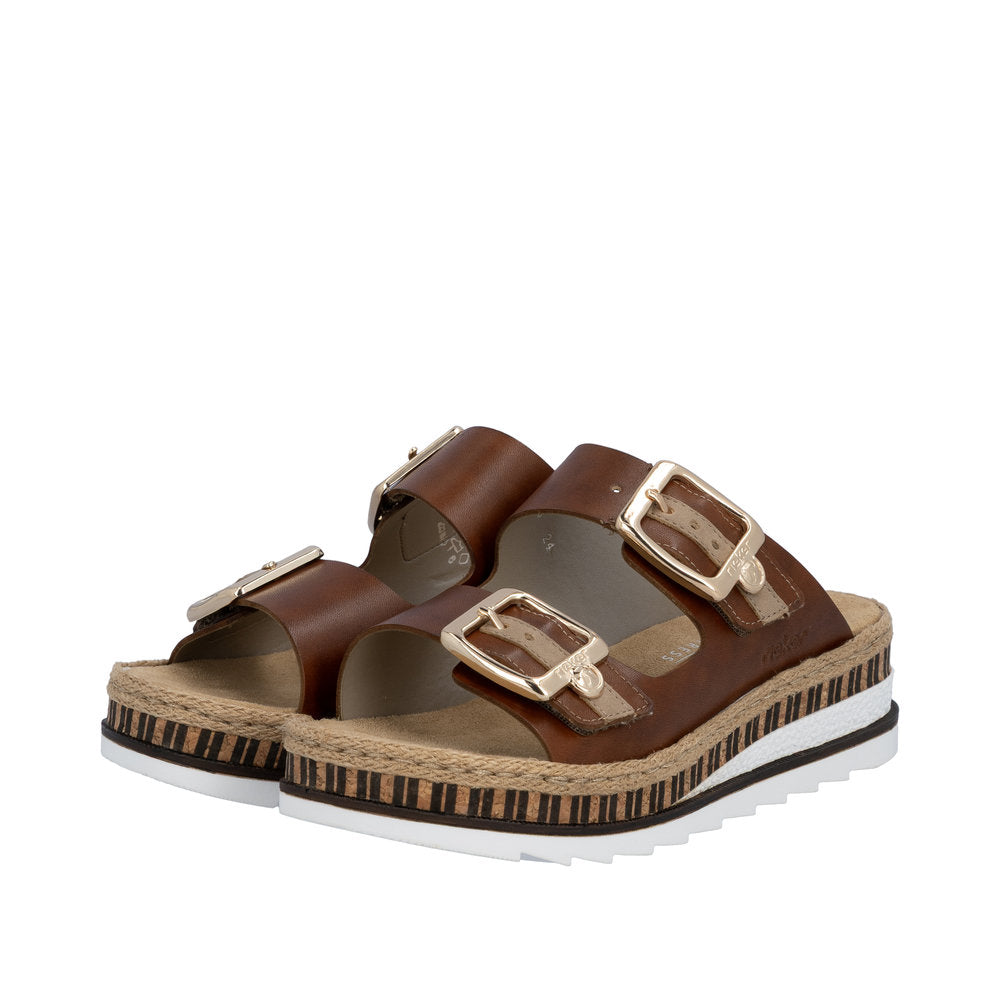 Rieker Brown Wedge Sandal|V795524BR