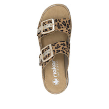 Load image into Gallery viewer, Rieker Leo Print Wedge Sandal|V795590M

