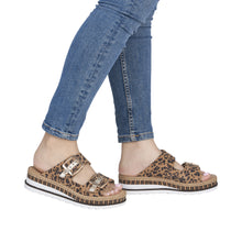 Load image into Gallery viewer, Rieker Leo Print Wedge Sandal|V795590M
