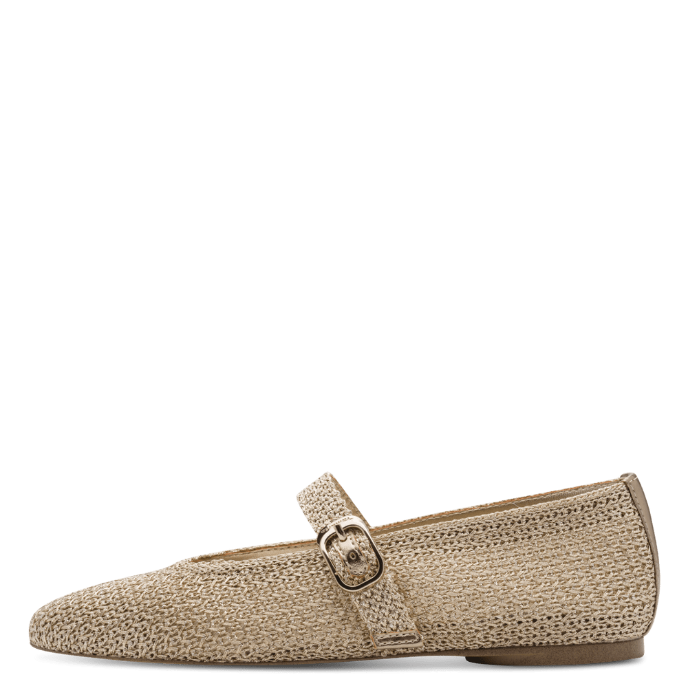 Tamaris Gold Fabric Mary Jane|
