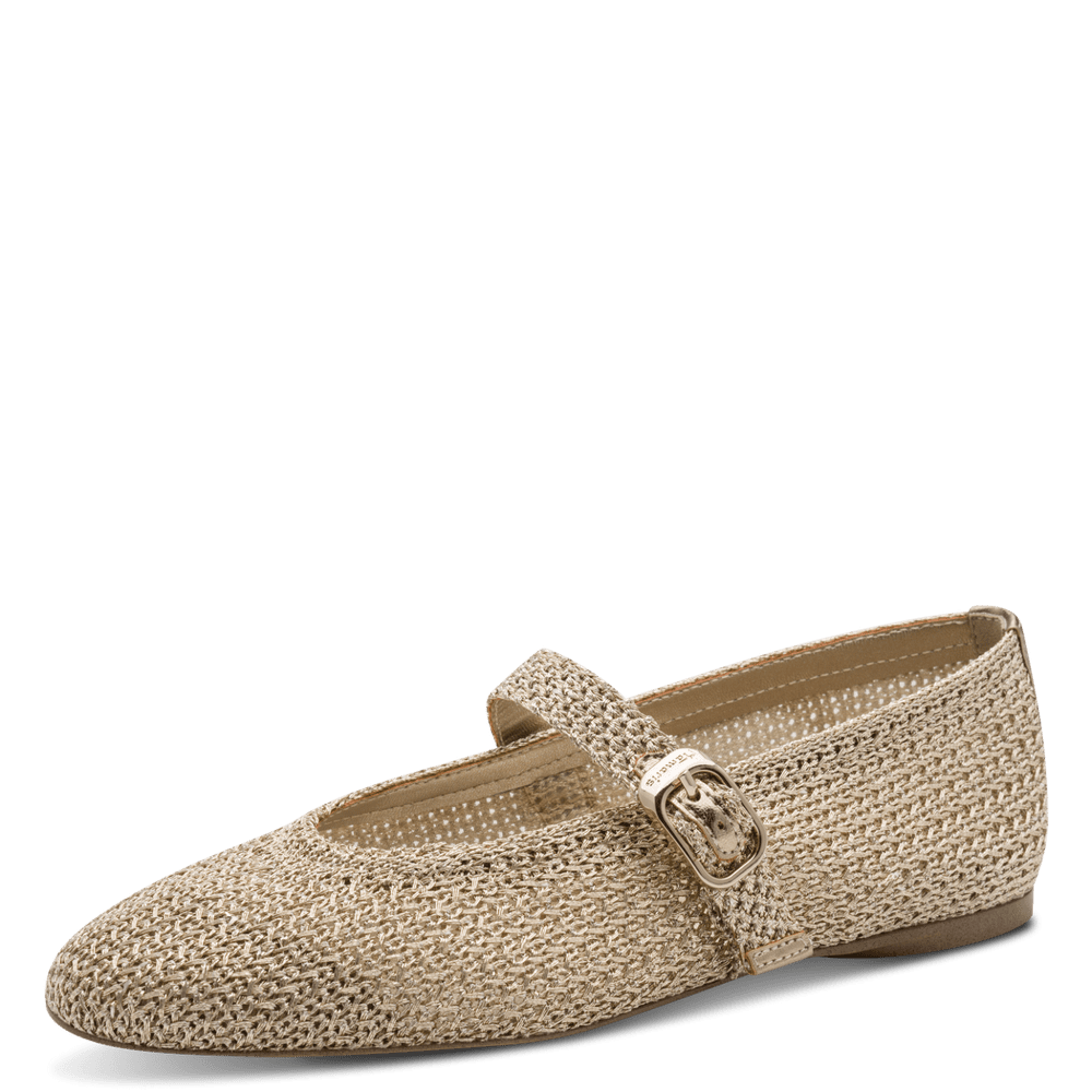 Tamaris Gold Fabric Mary Jane|