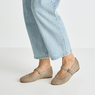 Tamaris Gold Fabric Mary Jane|122125900