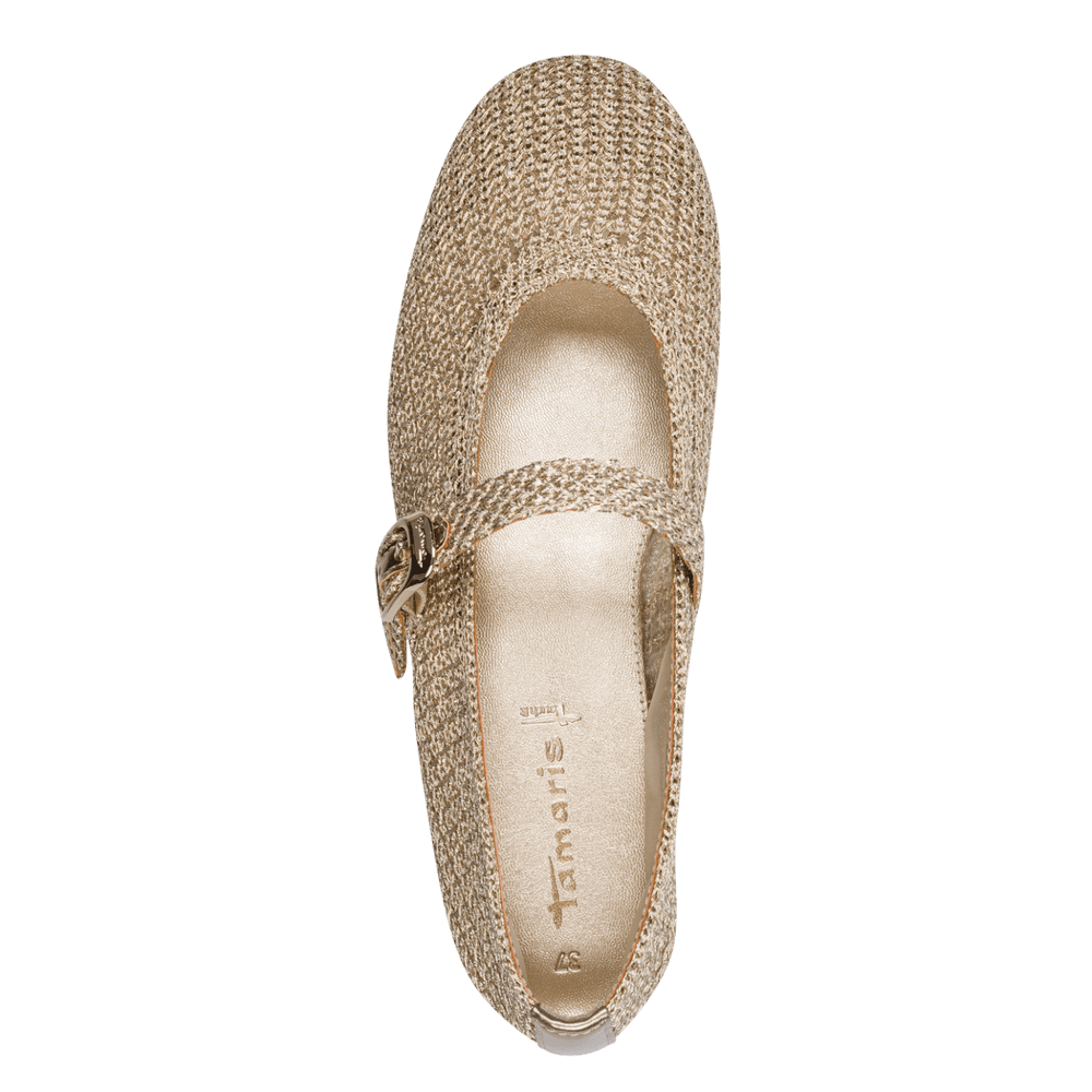 Tamaris Gold Fabric Mary Jane|