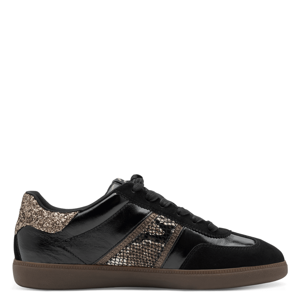 Tamaris Black & Snake Print Trainer|123624081