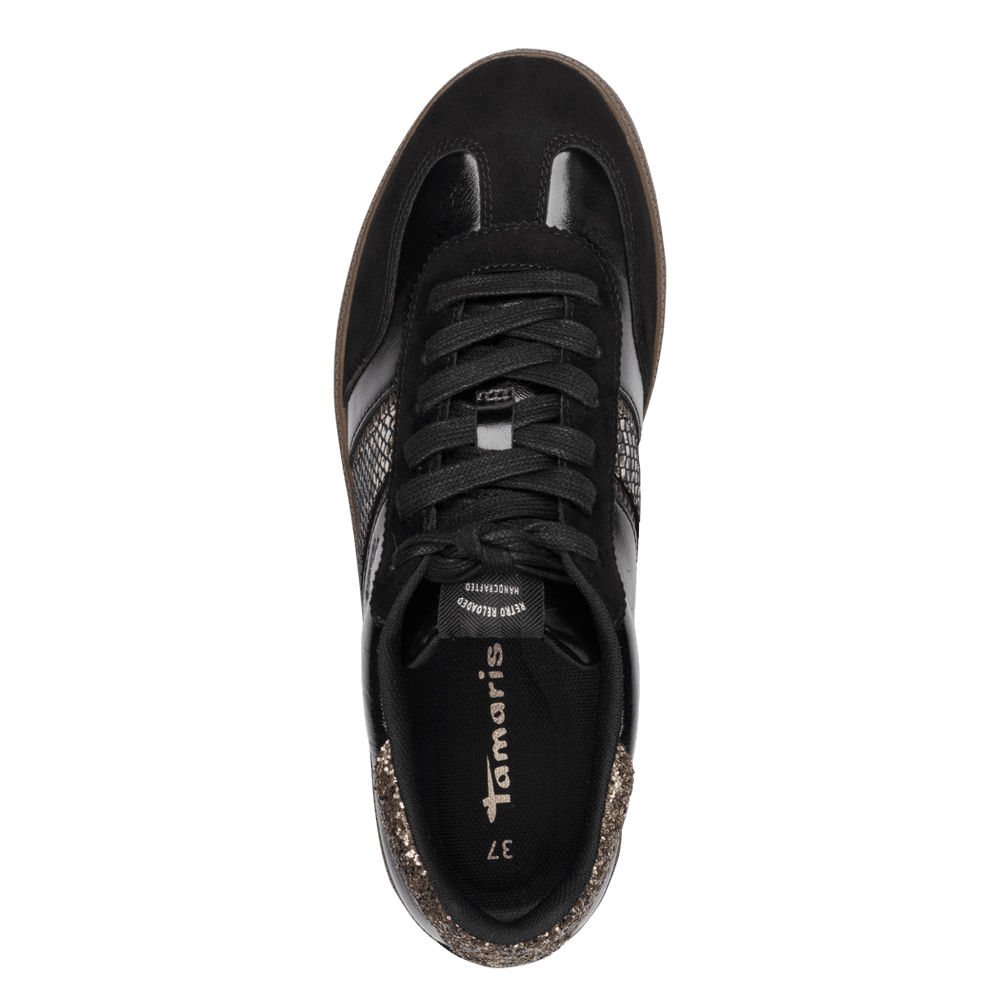 Tamaris Black & Snake Print Trainer|123624081