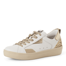 Load image into Gallery viewer, Tamaris White and Gold Leather Trainer|123706973
