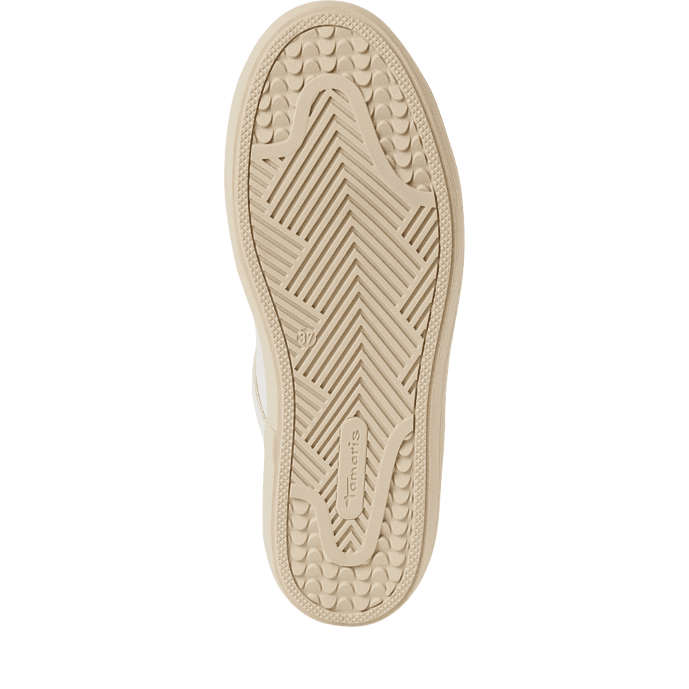 Tamaris White and Gold Leather Trainer|123706973