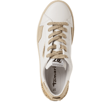 Load image into Gallery viewer, Tamaris White and Gold Leather Trainer|123706973

