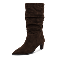 Load image into Gallery viewer, Tamaris Dark Brown Ruched Mid Boot|125308304
