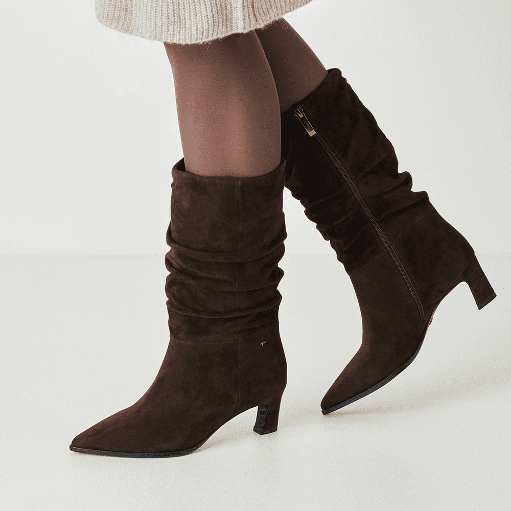 Tamaris Dark Brown Ruched Mid Boot|125308304