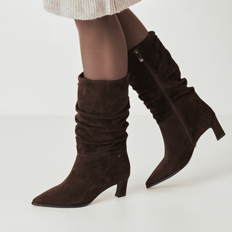 Tamaris Dark Brown Ruched Mid Boot|125308304