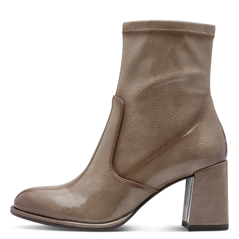 Tamaris Taupe High Block Heel Ankle Boot|125357345