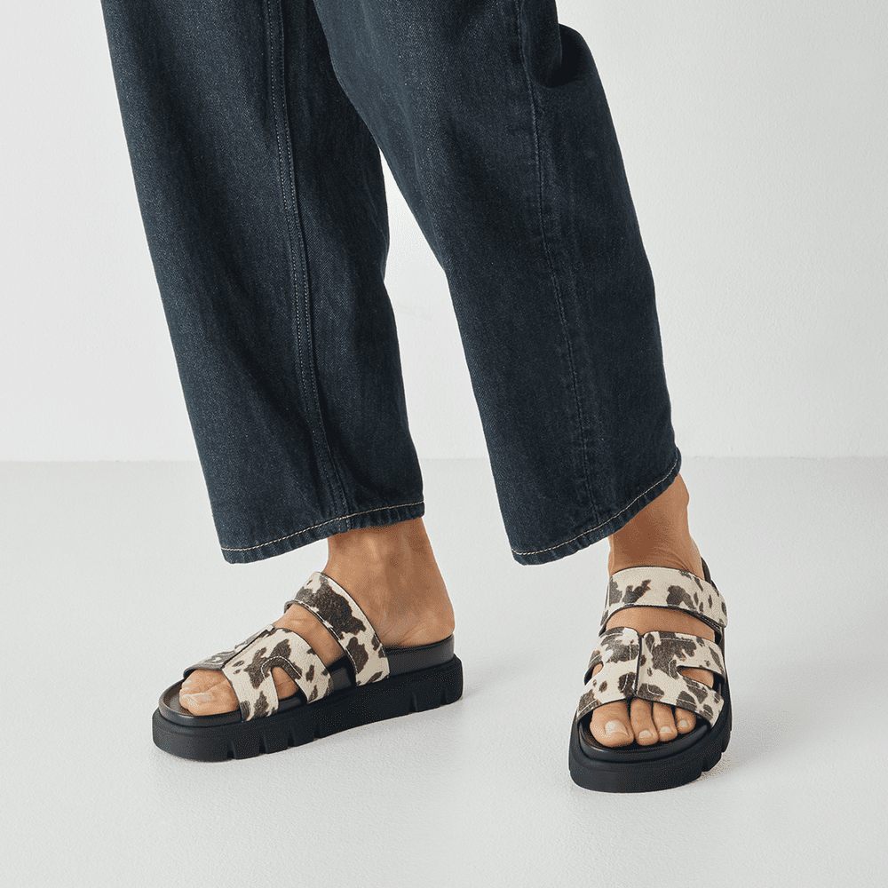 Tamaris Cow Print Platform Mule|127412102