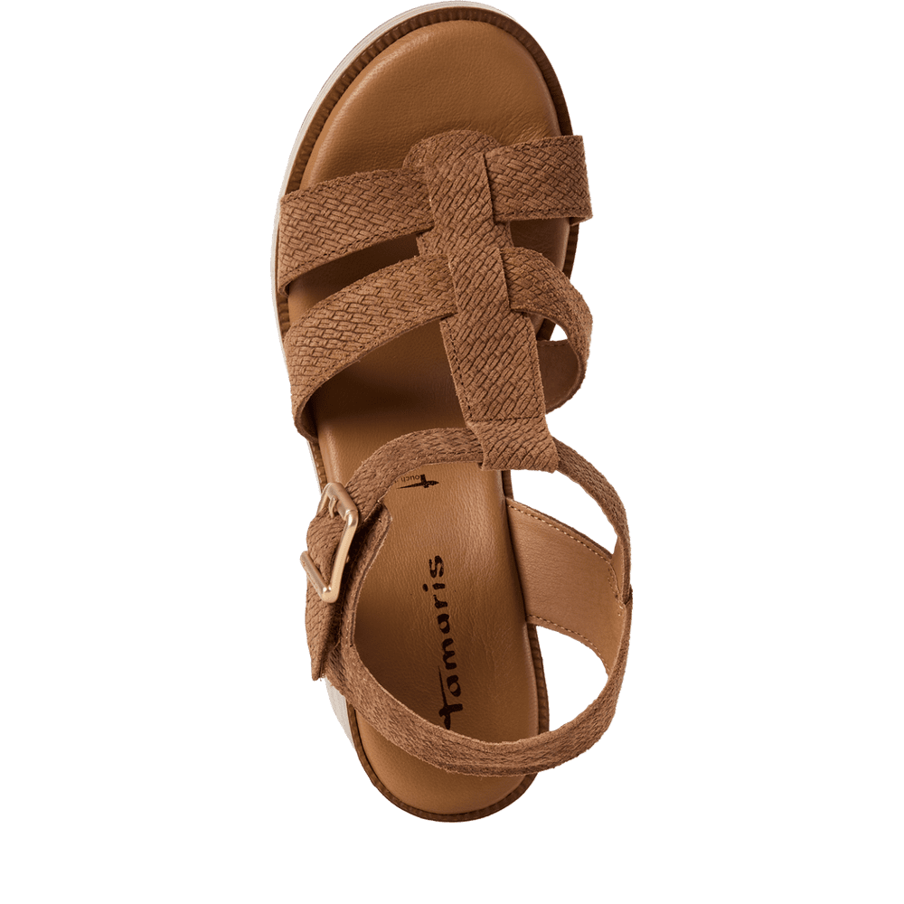 Tamaris Brown Block Heel Sandal|128302380