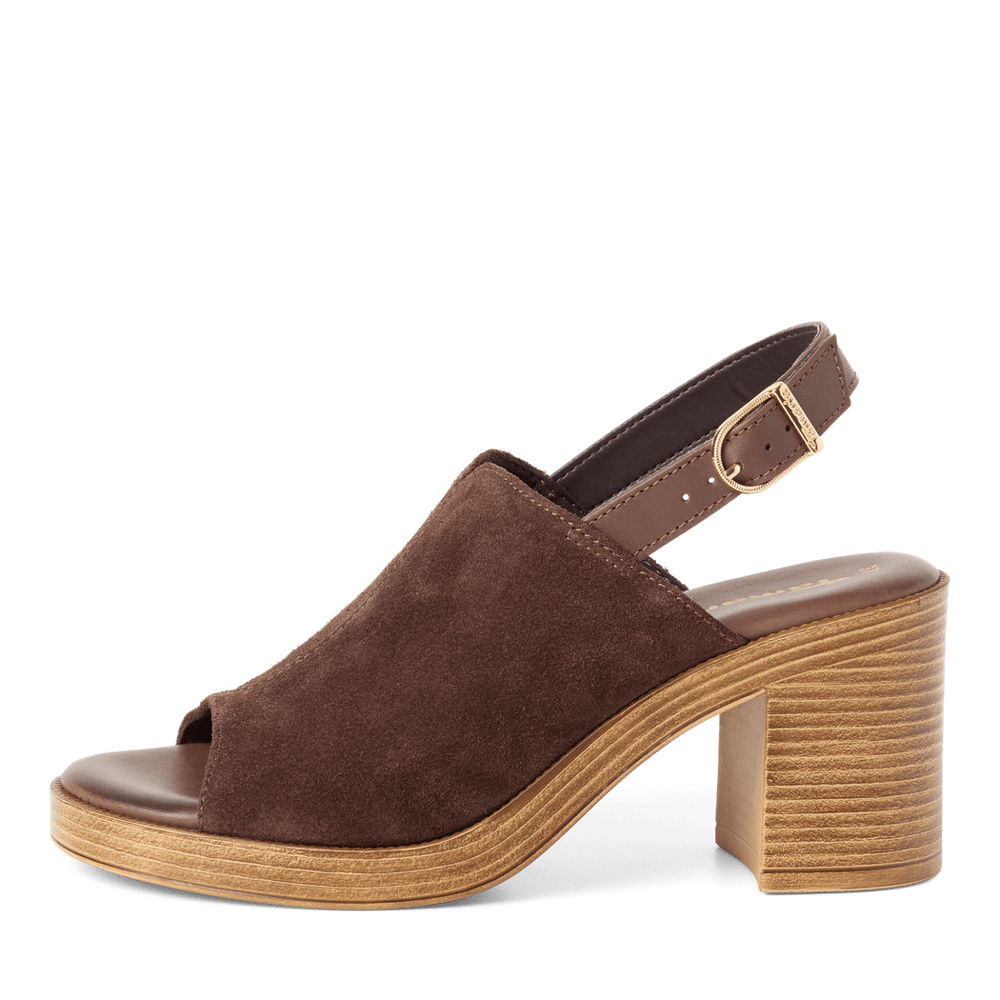 Tamaris Brown Suede Sandal|128304304