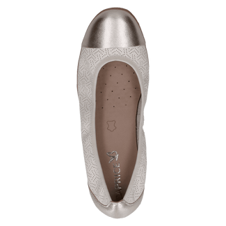 Silver shoe with beige sole on a transparent background