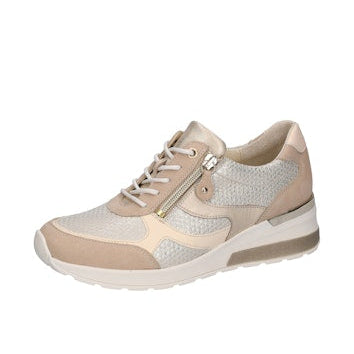Waldlaufer Beige and Silver Wide Fit Trainer|939018921