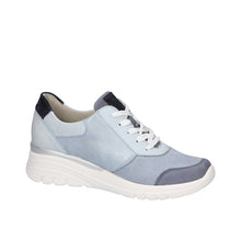 Load image into Gallery viewer, Light blue sneaker with white sole on a white background
